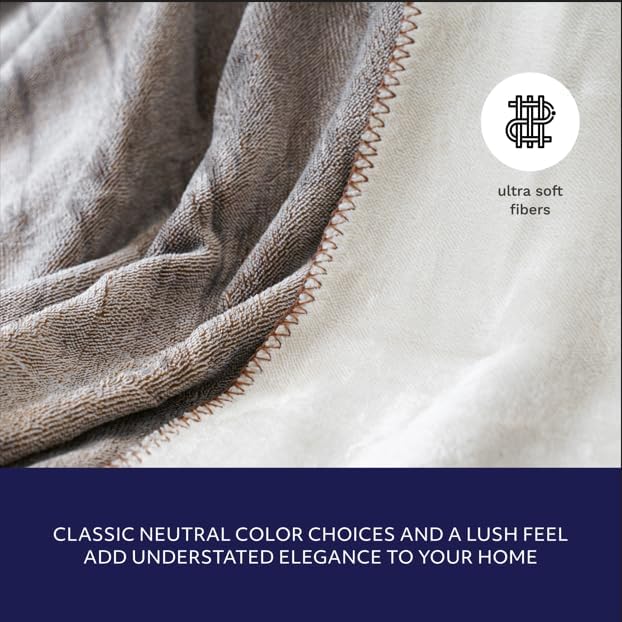Mon Chateau 60" x 70" Fireside Mélange Throw Blanket, Contrast Stitching Soft Blanket for Queen-Size Bed, Couch, or Sofa, Cozy Home Decor and Stylish Living Room Comfort, Cedarwood