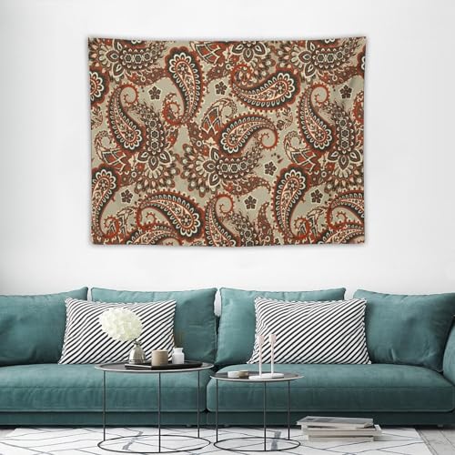 KANEPE Boho Tapestry Red Vintage Floral Paisley Leaves Pattern Wall Hanging Tapestries Home Decor for Living Room Bedroom Apartments Farmhouse Dorm,40inx30in (102×76cm)【Small】 - color: Boho-6, size: 40Wx30L