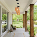 Woven Pendant Light Boho Chandelier, Rattan Pendant Lights Kitchen Island, Farmhouse Pendant Lighting with Hand Woven Wicker Shade, Boho Chandelier Light Fixtures Ceiling Hanging Light - color: 3 Pack Brown