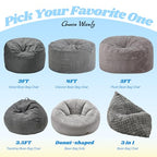 Hobestluk 3 in 1 Bean Bag Chair Giant Bean Bag Chairs for Adults with Bubble Cover Convertible Bean Bag Floor Cushion with Machine Washable Cover for Living Room (Bubble Grey) - color: Ash Grey