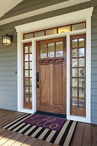 DII Hello Coir Fiber Doormat Non-Slip Durable Outdoor/Indoor, Pet Friendly, 18x30, Purple - color: Purple