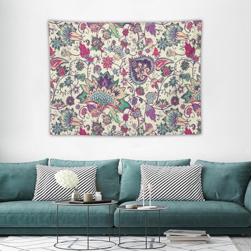 KANEPE Boho Floral Tapestry Colorful Paisley Flowers Beige Pattern Wall Hanging Tapestries Home Decor for Living Room Bedroom Apartments Farmhouse Dorm,40inx30in (102×76cm)【Small】 - color: Boho-15, size: 40Wx30L