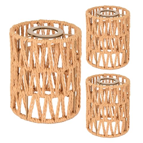 MELUCEE 3 Pack Rattan Lamp Shade Small Boho Shades Replacement 6.0" Height Light Covers, Cylinder Woven Lampshade for Pendant Light Floor Lamps Chandelier Wall Sconces Light Fixture - size: 3 Pack