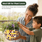 Hanging Planter Mosaic Garden Pot Small Flower Pot for Indoor Plant Disco Ball Hanging Planter with Drainage Yellow Bee - color: Yellow