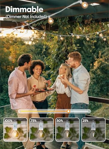 Brightown 30 FT Outdoor String Lights - Commercial Globe Patio Lights with 30 G40 LED Shatterproof Bulbs, Waterproof Connectable Hanging Light for Backyard Bistro Porch Cafe Deck - color: White, size: 30FT