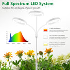 Aumtrly Grow Lights for Indoor Plants, 3 Head Full Spectrum Plant Light with 68" Adjustable Stand for Growing Large Tall Plants, White Halo Floor LED Grow Lamp with 16 Hour Timer - size: 3 head 68inch/white