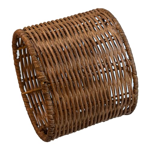 Round Chandeliers Lamp Shades Set of 6, Small Rattan Lampshades, Mini Cylinder Woven Lamps covers,Boho Lampshades Replacement, Clip on Lamps Shades for Floor Lamp Wall Sconces