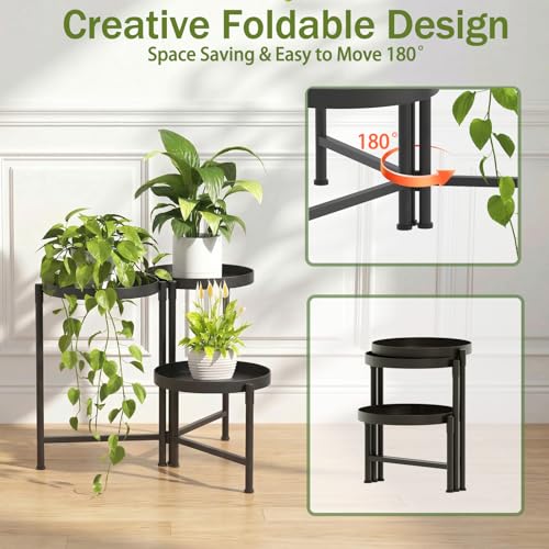 aboxoo 3 Tier Metal Plant Stand Modern NEW, Indoor Outdoor Multi-Tiered Plant Stand Display Tray, Flower Pot Stand for Indoor Home Outdoor Patio Balcony Yard - size: 3 Tier