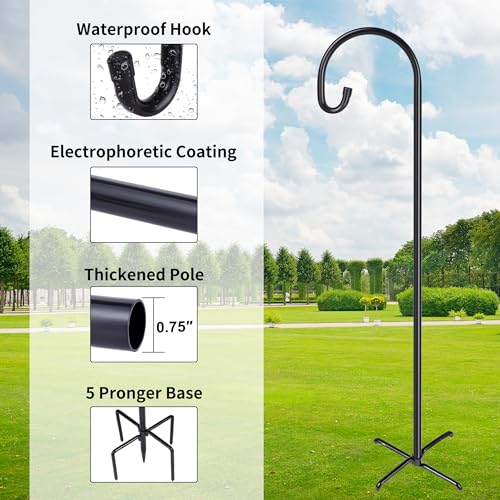 Shepherd-Hooks Adjustable for Bird-Feeder Lantern Plant-Hook Garden-Stake - Plant Stand Hanger for Outdoor Flower Basket, Bird Feeder Hanger Weddings Décor - size: 92 INCH, style: B-2 Pack
