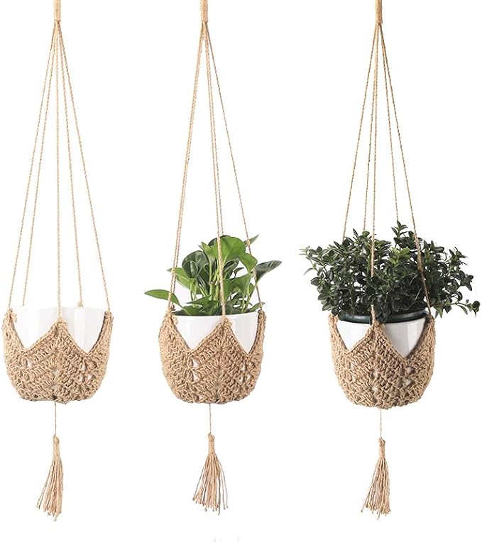 BetterJonny 3 Packs Macrame Plant Hanger, 40" Hanging Planter Flower Pots Holder Stand Gardening Weaving Flowerpot Net Pocket Hemp Rope Hanging for Indoor Outdoor Home Decor Plant Flower Pots