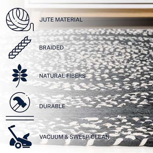 JONATHAN Y Abyss Braided Jute Black/White 4' Round Indoor Area Rug, Bohemian, Classic, Coastal, Easy-Cleaning for Living Room, Bedroom, Kitchen, Pet Friendly, Non-Shedding (RNF117C-4R) - color: Black, size: 4' (Round)