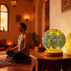Morocco Mosaic Table Lamp Stained Glass Lamps with Wooden Base Turkish Sphere Decor Night Lights for Moroccan Style Meditation Room Office Desk Living Room Decoration(Maroc - Green, Maroc) - style: Morocco Green