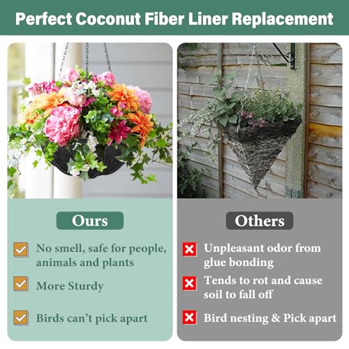 Riare 8 Pack 12 Inch Round Fabric Planter Basket Liner- Hanging Basket Liners Replacement Coco Fiber Liner Alternative for Hanging Basket Flowers (Prevent Birds from Nesting) - size: 12inch
