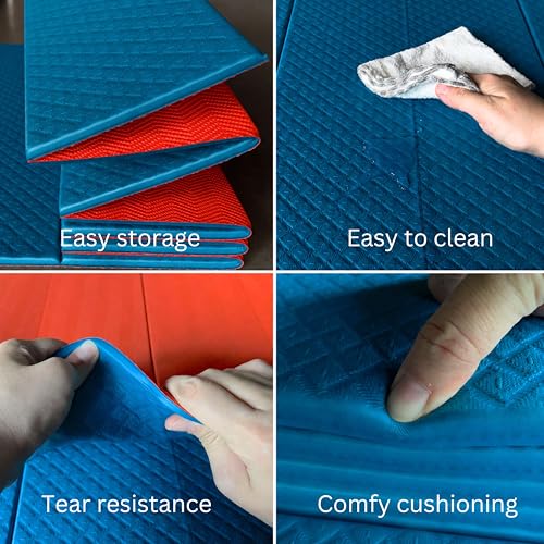 Foldable Yoga Exercise Mat, 6mm/8mm/10mm/12mm Thickness, 72 x 24 Inch - Lightweight, Anti-Slip, and Easy to Store for Yoga, Pilates, Home Workouts, and Floor Exercises - color: Teal/Orange, size: 24" x 72" x 1/4"