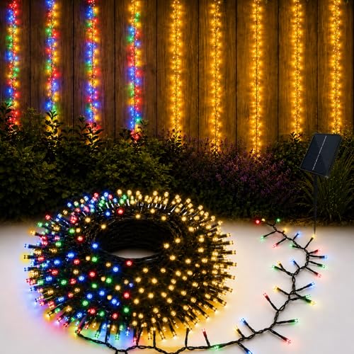 200 LED Solar Lights for Outside, 20FT Multicolor & Warm White Solar Fairy String Lights Outdoor with 11 Lighting Modes, Firecrackers Twinkle Light Waterproof for Garden Patio Christmas Party Decor - color: Multicolor & Warm White, size: 200LED*1pc-solar