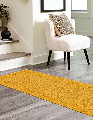Unique Loom Braided Jute Collection Area Rug - Dhaka (2' 7" x 6' 1" Runner, Yellow) - color: Yellow, size: 2'7" x 6'1" (Runner)