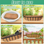 Y&M 24" Coco Liner for Window Box Deck Basket Planter Trough Coconut Fiber Liners, 2pcs Trough Coco Liner Pre-Formed Replacement - color: 2pcs 24in Arc