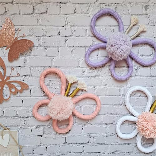 Woven Wall Decor, Cotton Bohemian Butterfly Shaped Wall Hanging Plaque Flower Room Wall Signs for Home Nursery Bedroom Farmhouse Bathroom Decorations