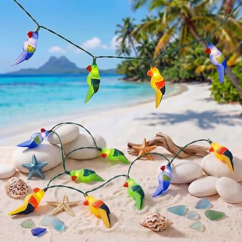 Parrot String Lights, 8.5FT 10 LED Summer String Lights with UL Certified Plug, Waterproof Tropical Party Decorations for Patio, Connectable Hawaiian Lights for Garden Backyard Bedroom Decor - color: 10 LED Parrot Lights