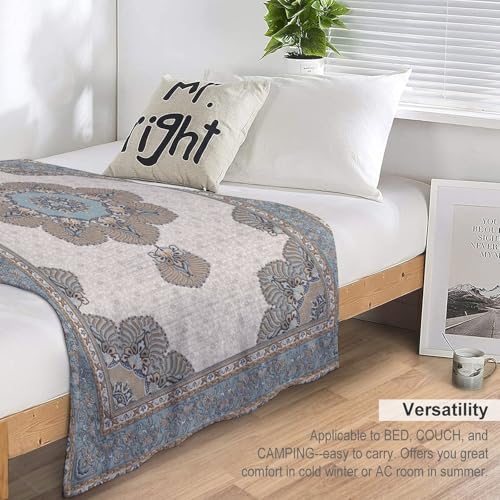 Boho Blue Brown Throw Blanket,Vintage Elegant Country Rustic Farmhouse Magical Pattern Soft Throw Blanket for Couch Sofa Camping Office Travel Home Bedroom Decor All Seasons 30"x40" - color: Boho-16, size: 30x40in