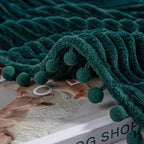 DISSA Fleece Blanket Twin Size – 60x80, Green - Soft, Plush, Fluffy, Fuzzy, Warm, Cozy – Perfect Throw for Couch, Bed, Sofa - with Pompom Fringe - Flannel Blanket - color: Green, size: 60x80"