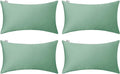 Thmyo 4-Pack 100% Cotton Lumbar Comfortable Solid Decorative Throw Pillow Case, Rectangle Cushion Cover Pillowcase Sublimation Blank Pillow Covers DIY Throw Pillowcase(12x20inch/30x50cm, Mist Green)
