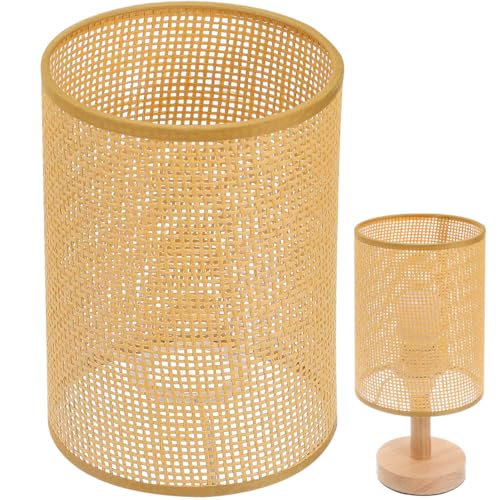 Angoily Rattan Lamp Shade for Table Lamps Woven Lamp Shade Cover for E27 Bulb Rustic Wicker for Bedroom Living Room Office Kitchen Entryway Decor