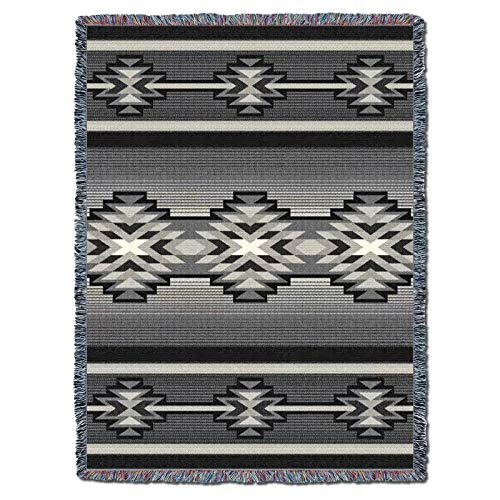 Pure Country Weavers Aydin Slate Blanket XL - Southwest Native American Inspired - Gift Tapestry Throw Woven from Cotton - Made in the USA (82x62) - color: Slate, size: X-Large