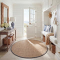 SAFAVIEH Area Rug 6' Round - Natural Fiber Collection - Natural & Dark Grey, Seagrass, Basketweave Pattern with Border (NF114Q) - color: Natural/Dark Grey, size: 6' (Round)