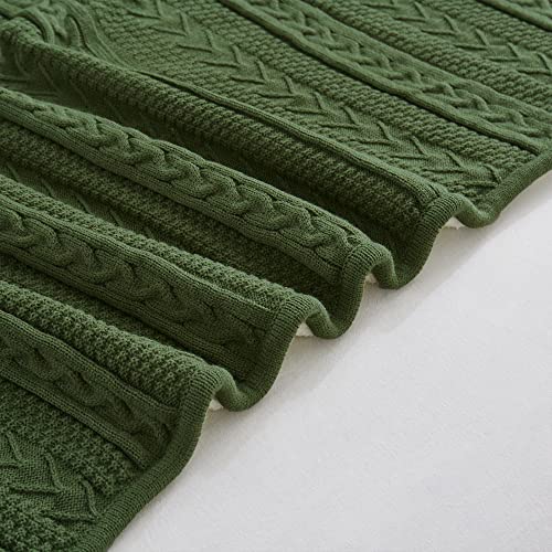 Longhui bedding Olive Green Acrylic Cable Knit Sherpa Throw Blanket - Thick, Soft, Big, Cozy Olive Green Knitted Fleece Blankets for Couch, Sofa, Bed - 50 x 63 Inches - color: Olive Green, size: 50" x 63", Standard