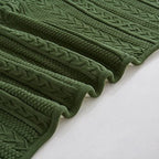 Longhui bedding Olive Green Acrylic Cable Knit Sherpa Throw Blanket - Thick, Soft, Big, Cozy Olive Green Knitted Fleece Blankets for Couch, Sofa, Bed - 50 x 63 Inches - color: Olive Green, size: 50" x 63", Standard