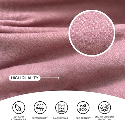 | Wool Blanket/Throw | 100% New Zealand Wool | Perfect for Home and Outdoors | Virgin Wool Throw with Fringes 55"x79"(140 x 200 cm) - color: Cherry Blossom Pink, size: Twin