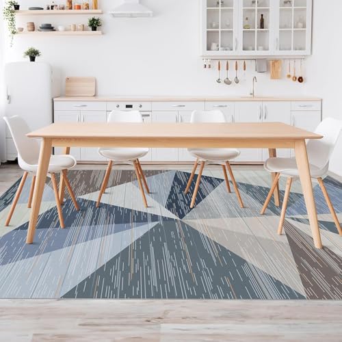 HOMFINE Washable Modern Area Rug - Geometry Style 4x6 Rugs for Living Room, Bedroom, Machine Washable Rug Soft Non Slip Non Shedding Area Rug - Blue, 4'x6' - color: Blue, size: 4'x 6'(Rectangular)