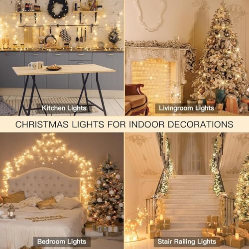 suddus Christmas Lights Outdoor, 66 ft 200 LED Plug in Warm White Fairy String Lights with Remote, Twinkle Lights for Bedroom Indoor Xmas Tree Dorm Wedding Backyard Party Outdoor Decorations - color: Warm White, size: 200LED