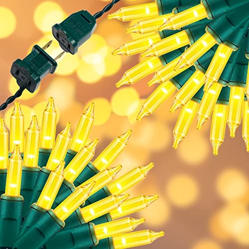 100LIGHTS Yellow Extra-Bright with End Connectors Christmas Decorative Lights 5.98m UL Certified Mini String Light Set Waterproof for Home Garden Holiday Christmas Tree Party Patio Wedding - color: Yellow, size: 100 COUNT-1PACK
