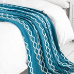 BOURINA Fluffy Chenille Knitted Fringe Throw Blanket Lightweight Soft Cozy for Bed Sofa Chair Throw Blankets Teal 60" x 80" - color: A-teal, size: 60"×80"