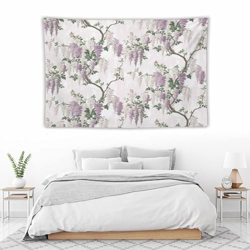 HZOHNAGO Lavender Flower Tapestry Purple Floral Tree Botanical Pattern Printed Wall Tapestry Wall Hanging for Bedroom Living Room Dorm 60" W x 40" H - color: Lavender-3, size: 60"L x 40"W