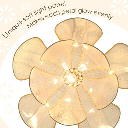 Boho Light Fixture, 25.6" Hand Woven Rattan Chandelier, Boho Chandelier with Brass Cat Hook for Dining Room, Living Room, Kitchen, Bedroom and Restaurant - size: 25.6 in