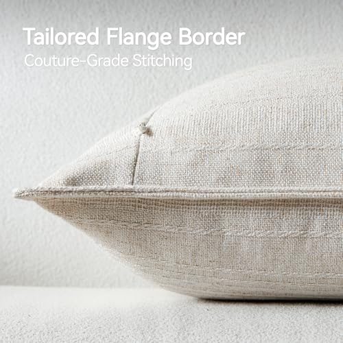a moment Linen Pillow Covers Set of 2,Boho Farmhouse Throw Pillowcases Neutral Textured Decorative Covers for Couch Sofa Bed,Soft Linen Blend Accent Case Cushion Living Room Home Decor 18"x18"Ivory - color: Ivory, size: 18" x 18" (Pack of 2)