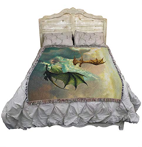 Pure Country Weavers Clouds Tower Dragons Blanket by Ciruelo - Gift Fantasy Tapestry Throw Woven from Cotton - Made in the USA (72x54) - color: Clouds Tower