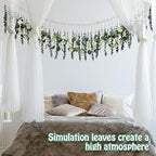Juexica Artificial Hanging Eucalyptus Wall Decor Boho Bedroom Wall Decor with LED String Light for Home Office Farmhouse Nursery Bathroom Kitchen