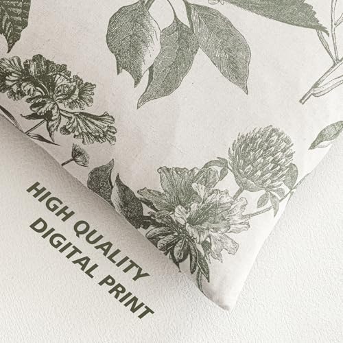 Foindtower Set of 2 Linen Floral Vintage Throw Pillow Covers Neutral Accent Print Decorative Cushion Covers Farmhouse Home Decor for Sofa Chair Couch Bedroom Living Room,18×18 Inch,Sage Green - color: Cedar Green, size: 18" x 18" (Pack of 2)