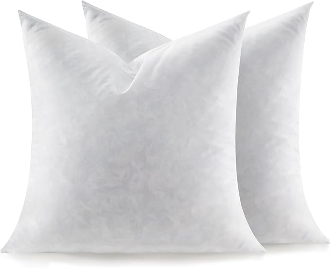 Euro Pillow Inserts Set of 2, Soft Fluffy Square 24 x 24 Inches Decorative Pillow Insert, Feather and Down Filled Throw Pillows