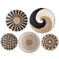 5-Pack Hanging Rattan Woven Wall Basket Decor Set 7.9 9.8 11.8 Inch - Rustic Wall Art Key Tray for Living Room Bedroom Kitchen