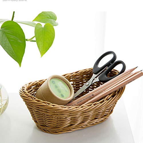 ANRUIDE 2 Pack Polyester Wicker Bread Basket Imitation Rattan Braid Basket Woven Table Food Fruit Vegetable Service Basket for Restaurant Service Display Home Outdoor Dining Room