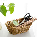 ANRUIDE 2 Pack Polyester Wicker Bread Basket Imitation Rattan Braid Basket Woven Table Food Fruit Vegetable Service Basket for Restaurant Service Display Home Outdoor Dining Room