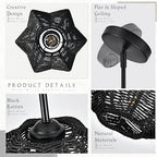 Black Mini Rattan Pendant Light Rattan Light Fixture Wicker Chandelier Woven Pendant Light Boho Chandelier for Bedroom Kitchen Island - color: 8.7" Black