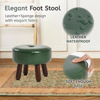 oakvivo 13in Small Foot Stool Ottoman, Round Faux Leather Foot Rest for Couch, Under Desk Pouf Footstool Footrest with Non-Skid Rubber Legs for Ling Room, Bedroom, 13''L x 13''W x 10.2''H, Green - color: Green