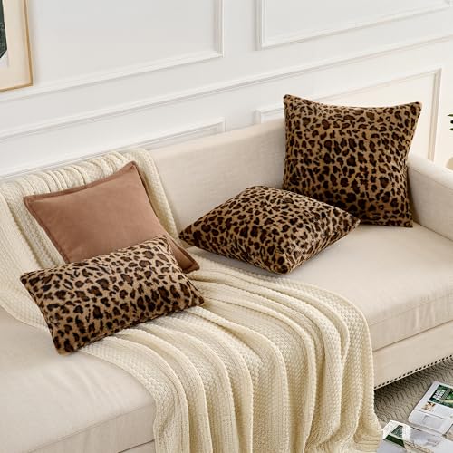 GALMAXS7 Cheetah Pillow Covers 18x18 Faux Fur Throw Pillow Covers Set of 2 Leopard Couch Pillow Covers Fluffy Soft Decorative for Home Living Room Bedroom - color: Cheetah, size: 18" x 18" (Pack of 2)