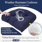 MTMR Water-Repellent Outdoor Chair Cushions Set of 2, 19”X19” Patio Chair Cushions with High Elasticity PP Cotton, No Fading Tufted Seat Cushions for Outdoor Furniture, Thick and Large Patio Cushions - color: Navy